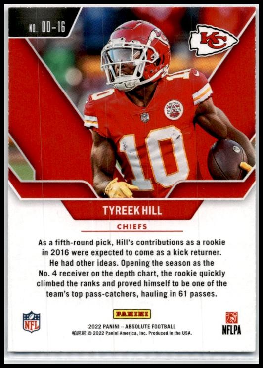 2022 Panini Absolute Draft Diamonds #DD-16 Tyreek Hill Kansas City Chiefs