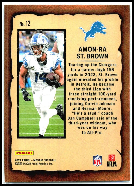 2024 Panini Mosaic Notoriety #12 Amon-Ra St. Brown Detroit Lions