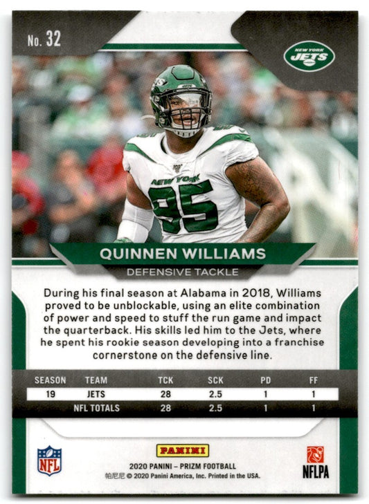 2020 Panini Prizm Quinnen Williams New York Jets #32
