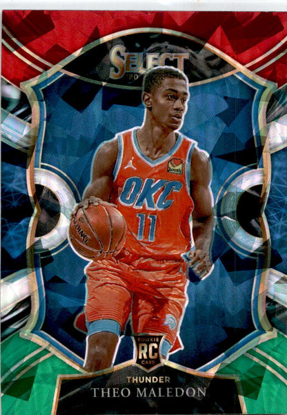 2020-21 Panini Select Red White Green Cracked Ice #94 Theo Maledon Thunder