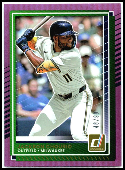 2025 Donruss Holo Purple #99 Jackson Chourio #/99 Milwaukee Brewers