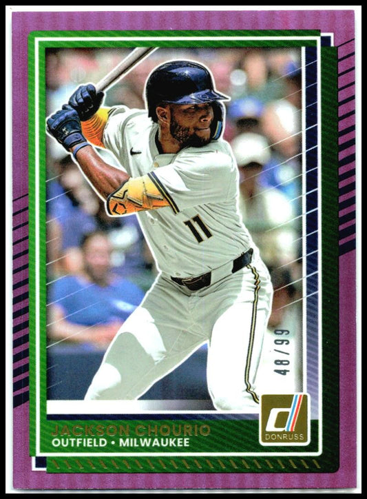 2025 Donruss Holo Purple #99 Jackson Chourio #/99 Milwaukee Brewers