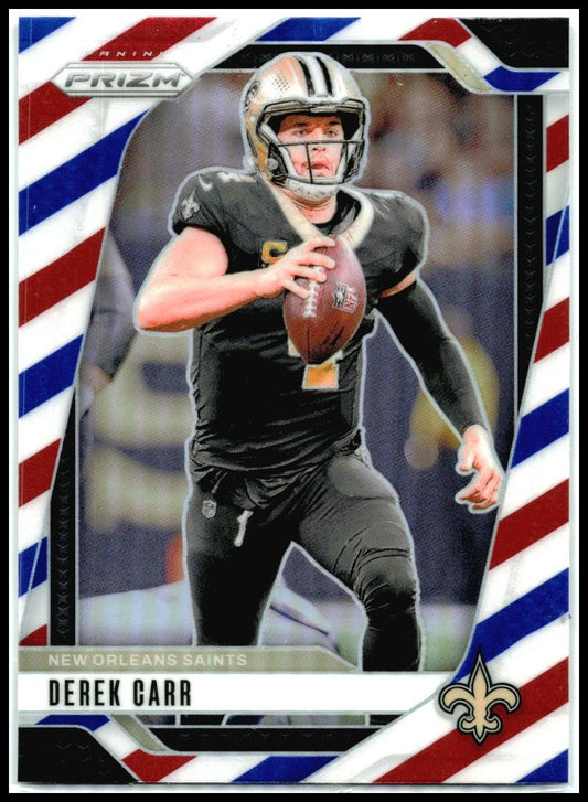 2024 Panini Prizm Red White and Blue #203 Derek Carr New Orleans Saints