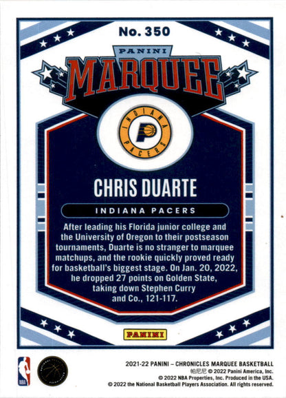 2021 Panini Chronicles Marquee #350 Chris Duarte Indiana Pacers