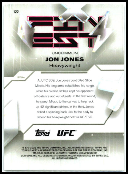 2025 Topps Finest UFC - Blue Checkerboard Refractors #122 Jon Jones #/75