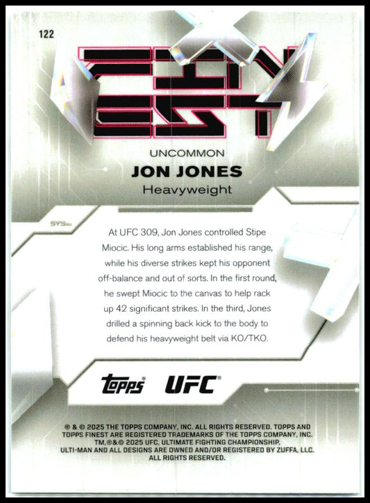 2025 Topps Finest UFC - Blue Checkerboard Refractors #122 Jon Jones #/75