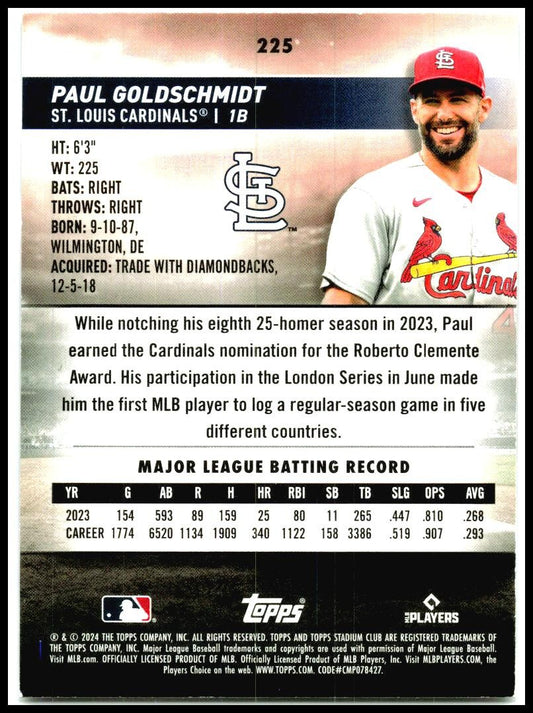 2024 Stadium Club #225 Paul Goldschmidt St. Louis Cardinals
