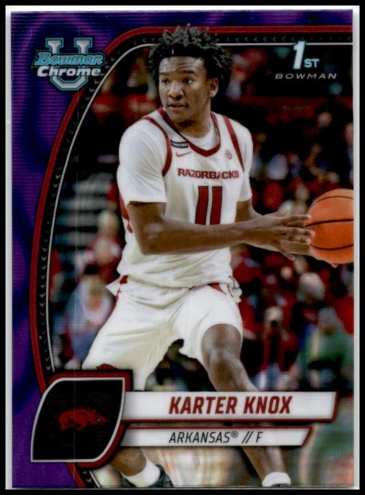 2024-25 Bowman University Chrome Purple Lava Refractor #41 Karter Knox Arkansas