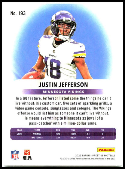 2023 Panini Prestige #193 Justin Jefferson Minnesota Vikings