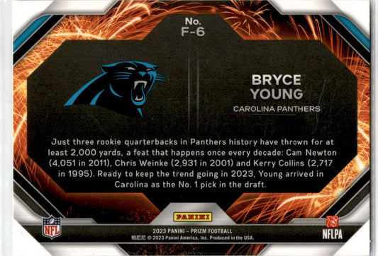 2023 Panini Prizm Fireworks #F-6 Bryce Young Carolina Panthers