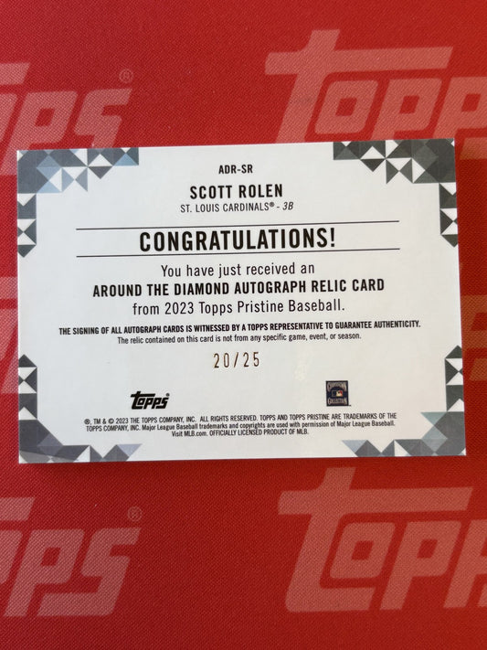 2023 Topps Pristine Around The Diamond Auto Relic Orange # Scott Rolen Auto