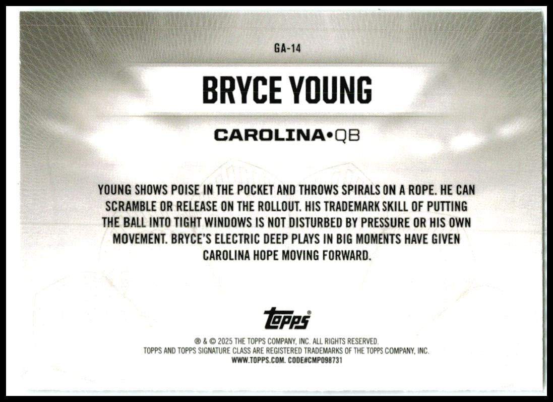 2024 Signature Class Gridiron Ambassadors #GA-14 Bryce Young Carolina Panthers