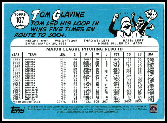2023 Topps Archives #167 Tom Glavine Atlanta Braves