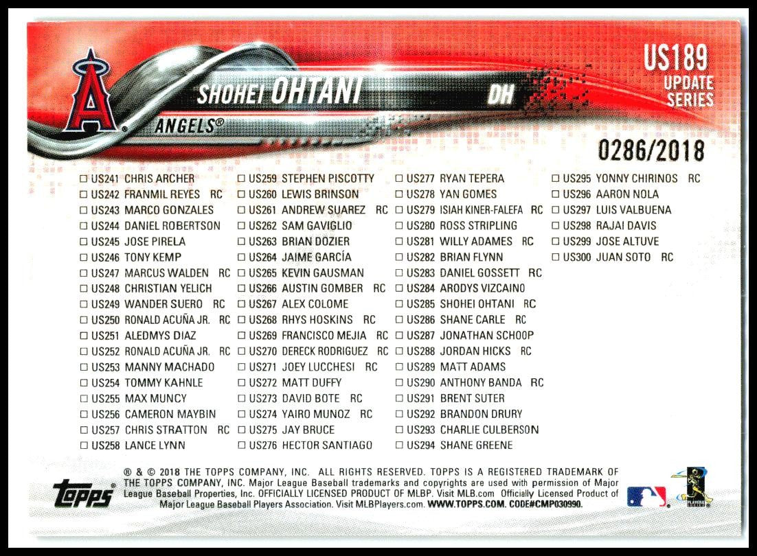 2018 Topps Update Gold #US189 3-Game HR Streak #/2018 Los Angeles Angels