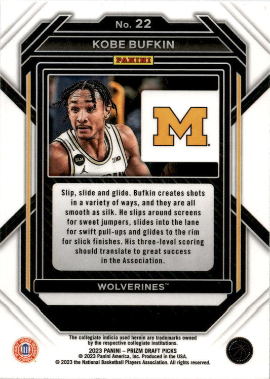 2023 Panini Prizm Draft Picks #22 Kobe Bufkin Michigan Wolverines