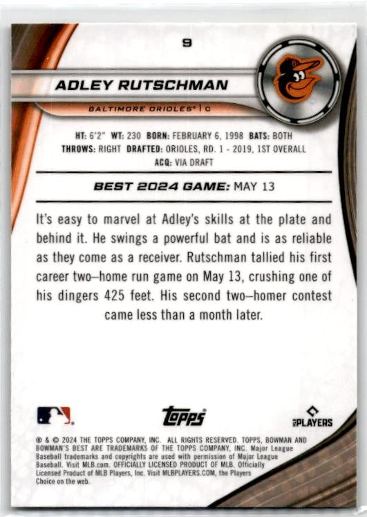 2024 Bowman's Best Yellow Lazer Refractors #9 Adley Rutschman Orioles