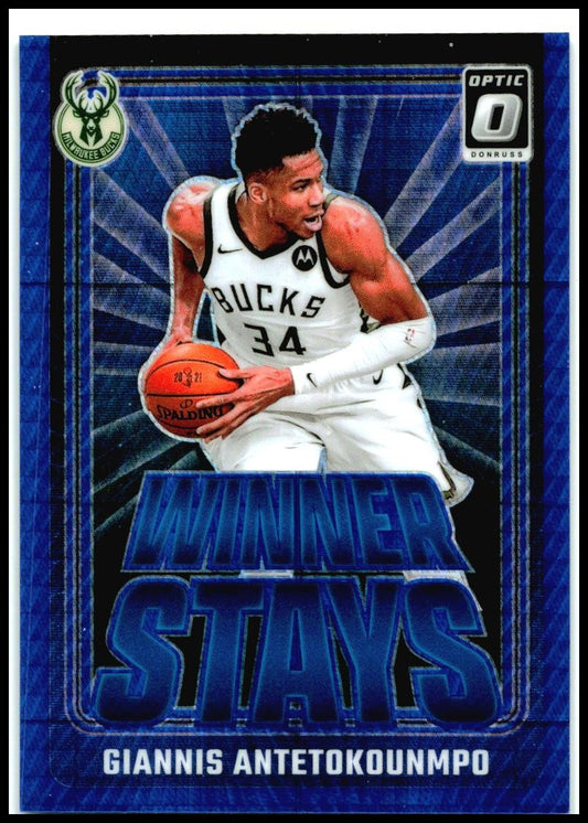 2024-25 Donruss Optic Winner Stays Hyper Blue #4 Giannis Antetokounmpo Bucks