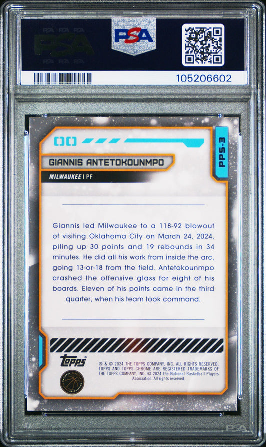 2023 Cosmic Chrome Planetary Pursuit Planetary Pursuit-Sun #PPS3 Giannis PSA 9