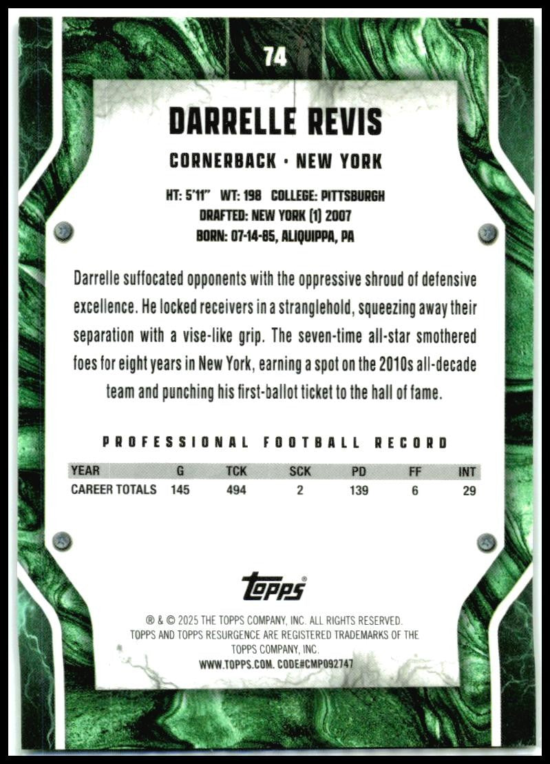 2024 Topps Resurgence Lime Green Power Surge #74 Darrelle Revis Jets
