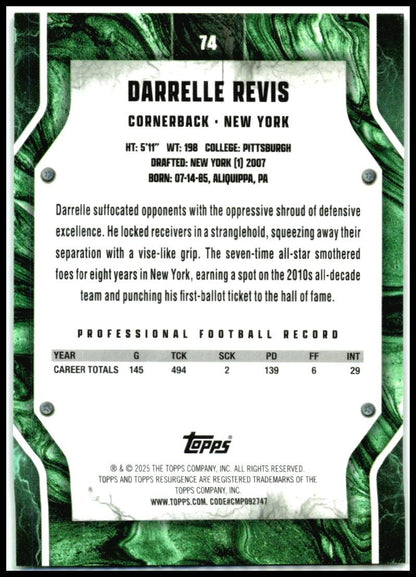 2024 Topps Resurgence Lime Green Power Surge #74 Darrelle Revis Jets