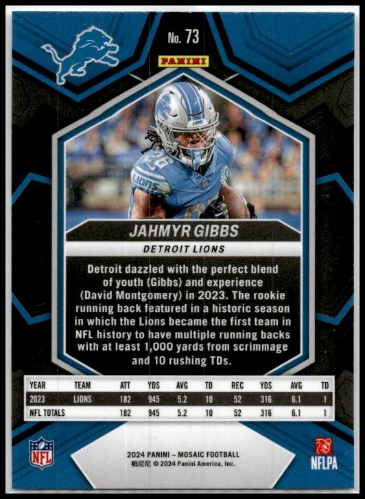 2024 Panini Mosaic #73 Jahmyr Gibbs Detroit Lions