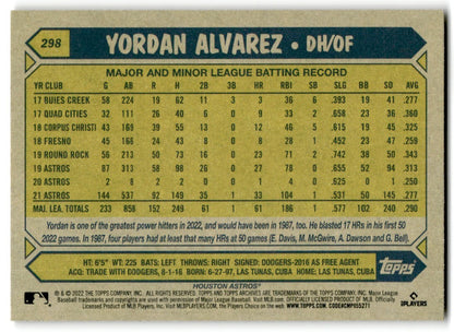 2022 Topps Archives 1987 Topps Design Yordan Alvarez Houston Astros #298