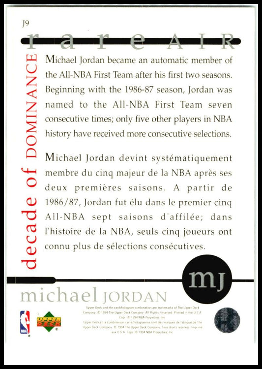 1994-95 Collector's Choice French Decade of Dominance #J9 Michael Jordan