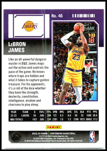 2023-24 Contenders Season Ticket Retail #46 LeBron James Los Angeles Lakers