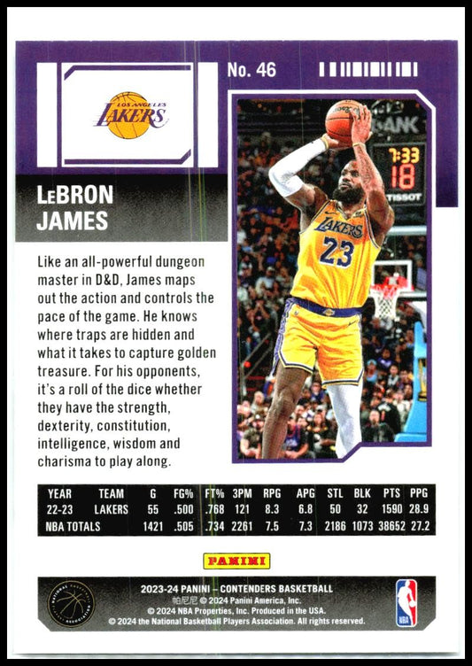 2023-24 Contenders Season Ticket Retail #46 LeBron James Los Angeles Lakers