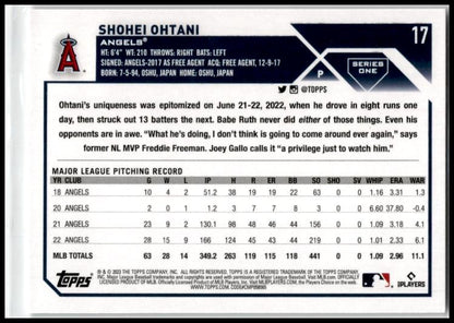 2023 Topps #17 Shohei Ohtani Los Angeles Angels