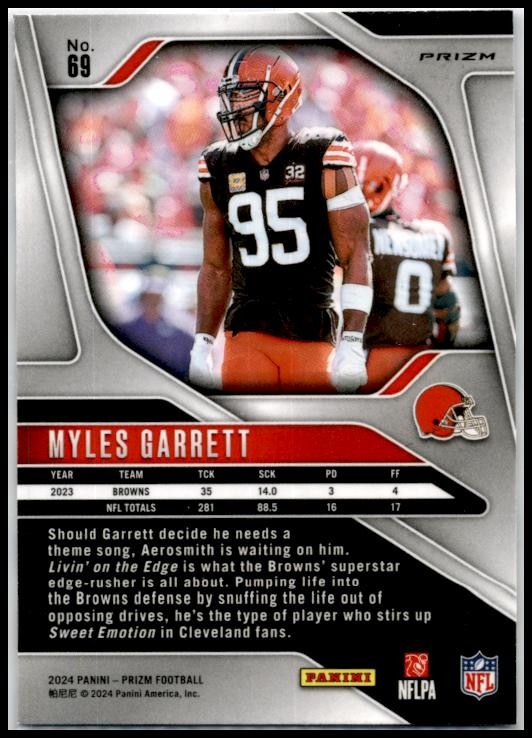 2024 Panini Prizm Red White and Blue #69 Myles Garrett Cleveland Browns