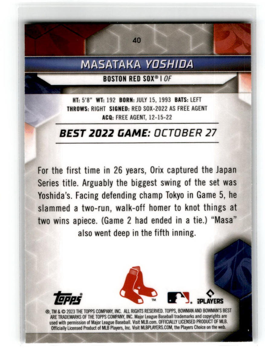 2023 Bowman's Best #40 Masataka Yoshida Boston Red Sox