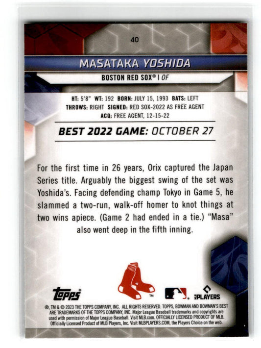 2023 Bowman's Best #40 Masataka Yoshida Boston Red Sox
