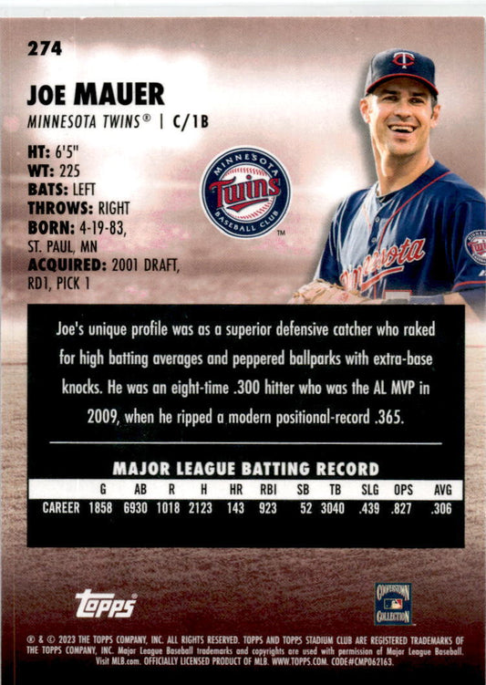 2023 Stadium Club #274 Joe Mauer Minnesota Twins
