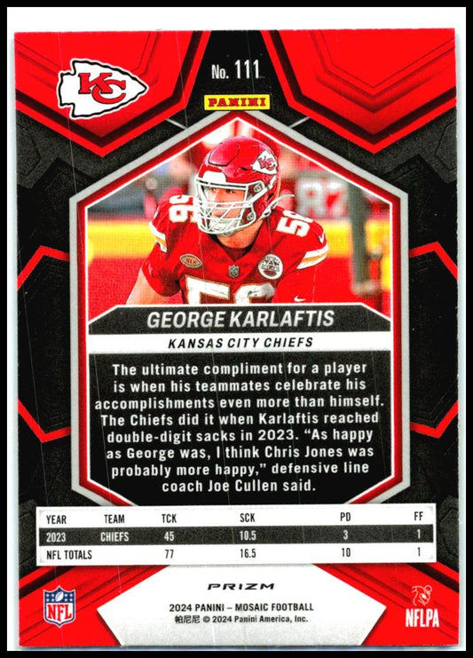 2024 Panini Mosaic Mosaic Reactive Blue #111 George Karlaftis Kansas City Chiefs