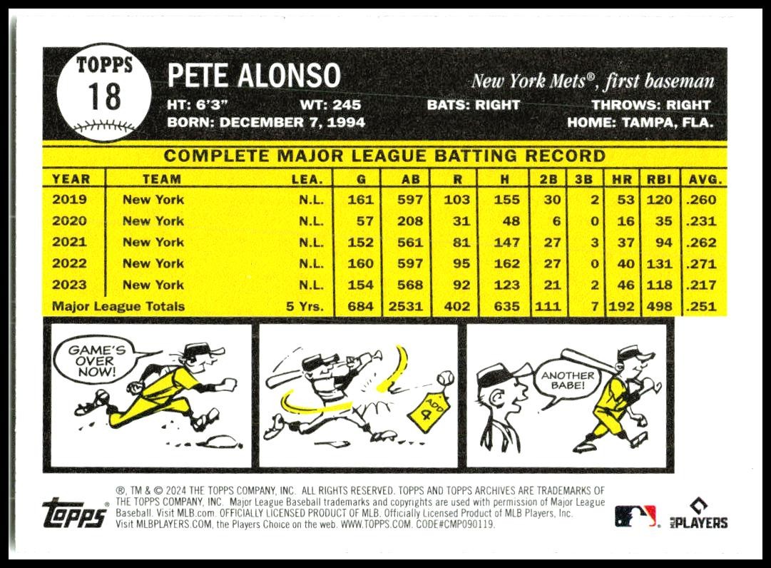 2024 Topps Archives #18 Pete Alonso New York Mets