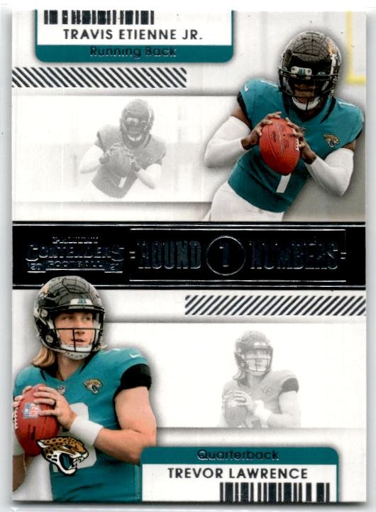 2021 Panini Contenders Round Numbers #RN-TET Etienne Jr. / Lawrence Jaguars