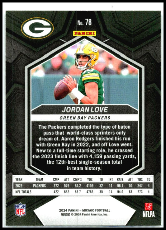 2024 Panini Mosaic #78 Jordan Love Green Bay Packers