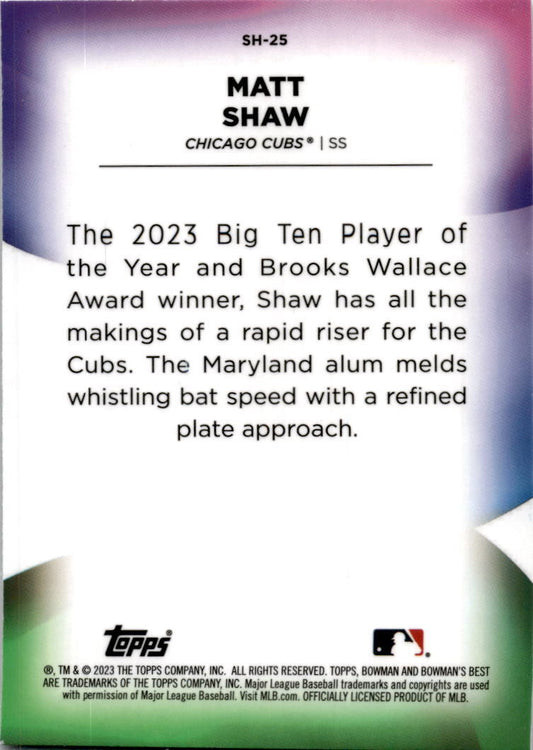2023 Bowman Best Shellacked Mini-Diamond #SH-25 Matt Shaw Chicago Cubs