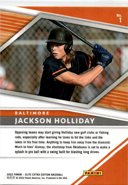 2022 Panini Elite Extra Edition Aspirations Blue #1 Jackson Holliday Orioles