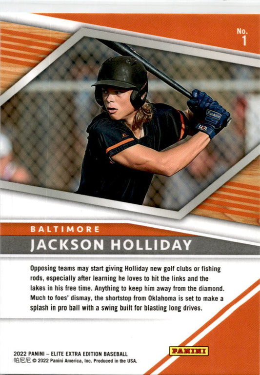 2022 Panini Elite Extra Edition Aspirations Blue #1 Jackson Holliday Orioles