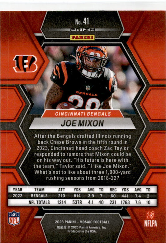 2023 Mosaic Pink Prizm #41 Joe Mixon Cincinnati Bengals