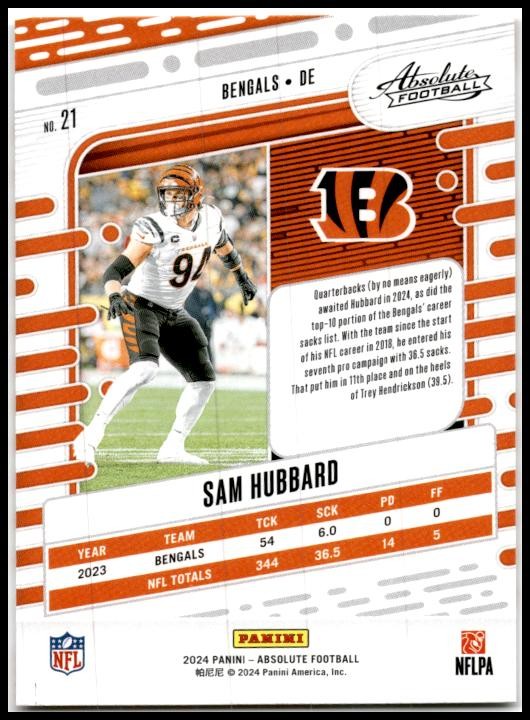 2024 Panini Absolute Retail #21 Sam Hubbard Cincinnati Bengals