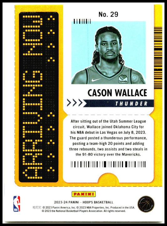 2023-24 Hoops Arriving Now #29 Cason Wallace Oklahoma City Thunder