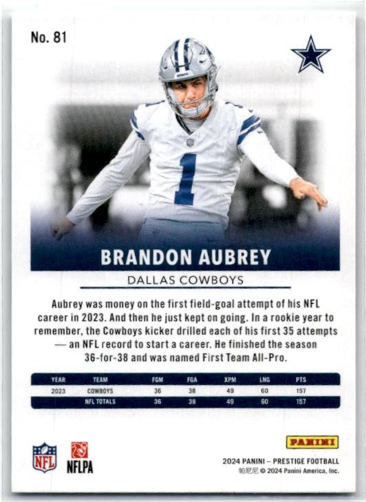 2024 Panini Prestige #81 Brandon Aubrey Dallas Cowboys