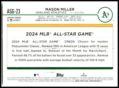 2024 Topps Update #ASG-23 Mason Miller Oakland Athletics