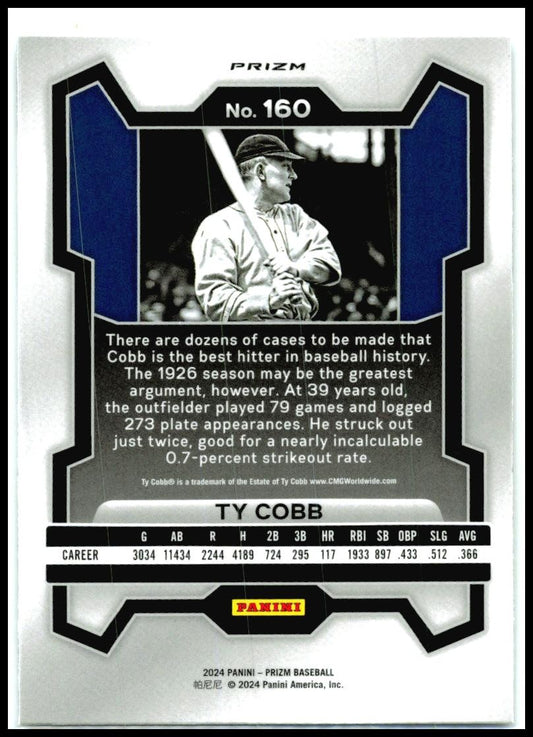 2024 Panini Prizm Silver Prizms #160 Ty Cobb Detroit Tigers