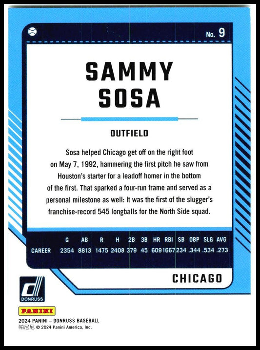 2024 Donruss Holo #9 Sammy Sosa Chicago Cubs