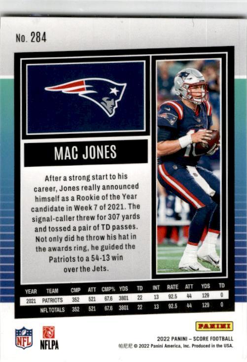 2022 Score Dots Red #284 Mac Jones #/499 New England Patriots