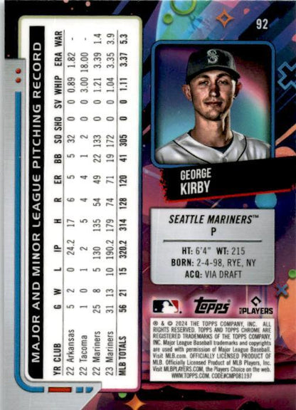 2024 Topps Chrome Cosmic #92 George Kirby Seattle Mariners